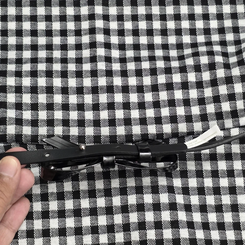 Girls Black & White Gingham Checkered Belted Dress Size 10 NEW without Tags